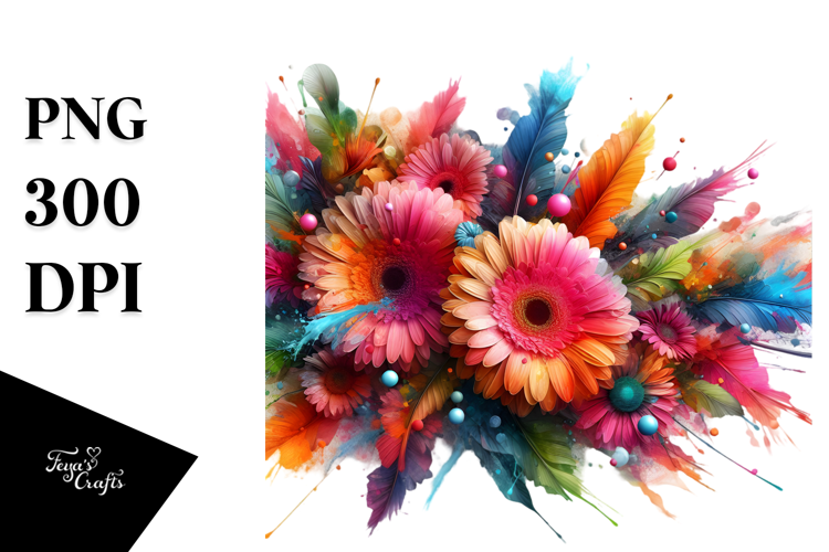 Colorful Gerbera Made of Material PNG