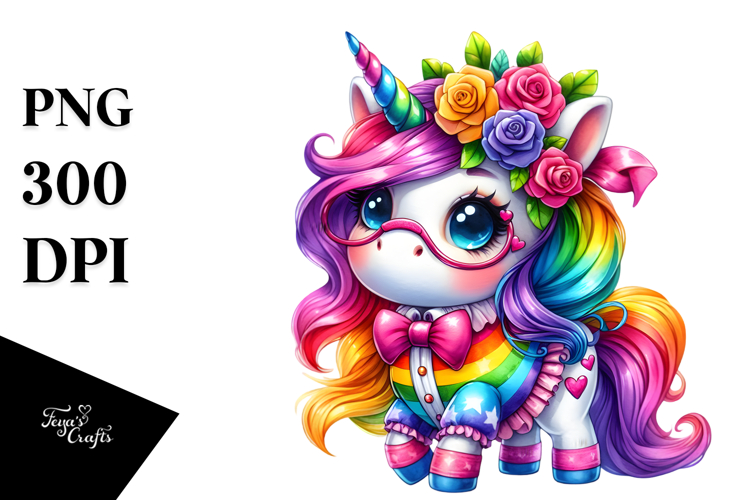 Vibrant Unicorn Dressed PNG
