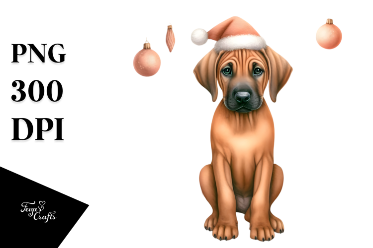 Cute Rhodesian Ridgeback with Christmass Decorations PNG