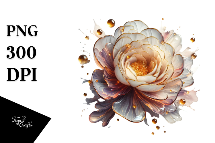 Glossy Ranunculus with Golden Insertions, PNG