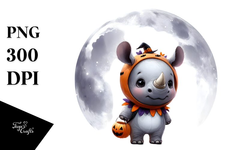dressed for Halloween Baby Rhino PNG
