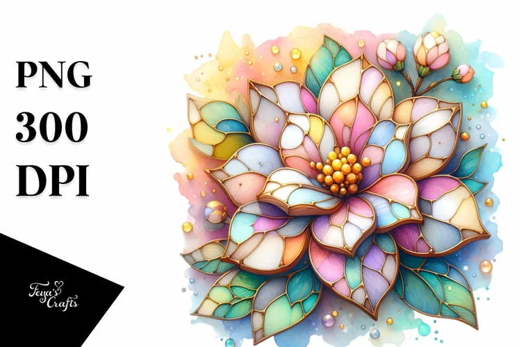detailed Vibrant Pastel Gardenia Stained PNG