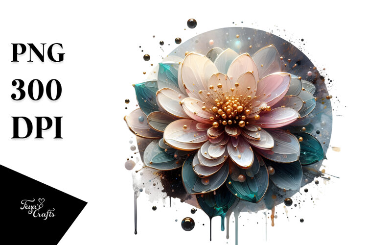 Glossy Zinnia with Golden Insertions, PNG example image 1
