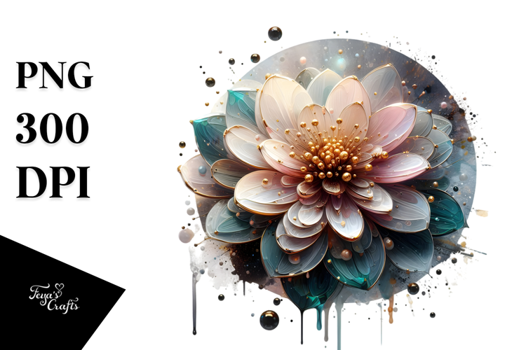 Glossy Zinnia with Golden Insertions, PNG