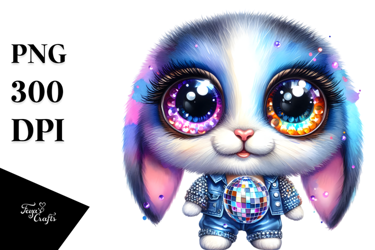 Cute Baby Rabbit with Big Eyes PNG
