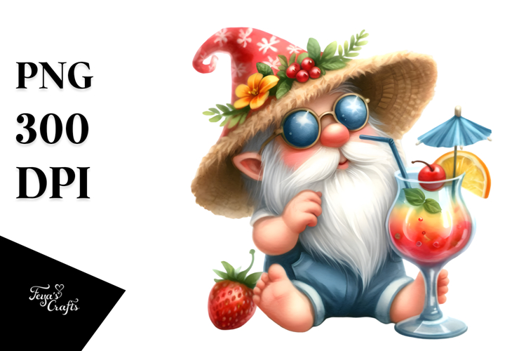 Gnome Drinking Cocktail PNG example image 1