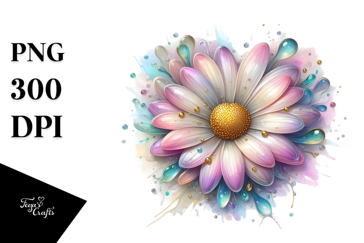 Glossy Heart Daisy PNG