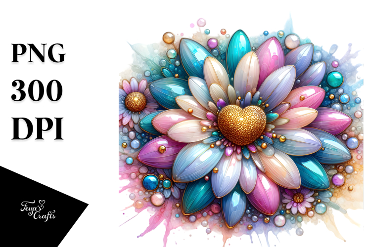 Glossy Heart Daisy PNG