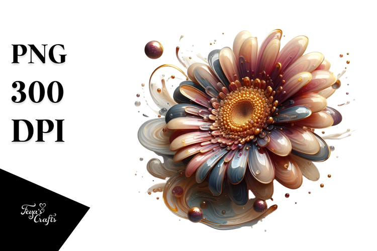 Abstract Glossy Gerbera Watercolor Splash PNG