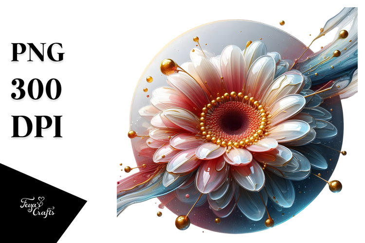 Abstract Glossy Gerbera Watercolor Splash PNG