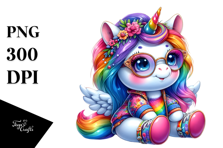 Dressed Baby Unicorn PNG