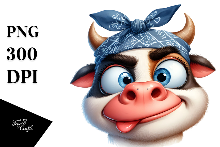 Cartoon Cow with Bandana PNG example image 1