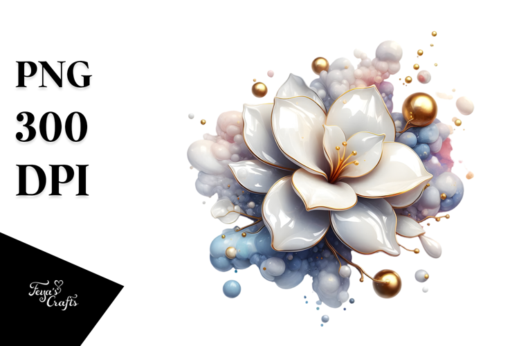 Glossy Gardenia in Material, PNG