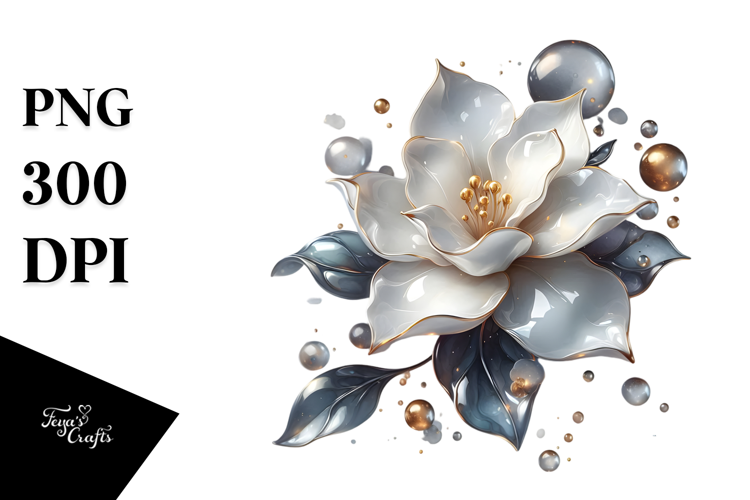 Gardenia with Golden Insertions, PNG