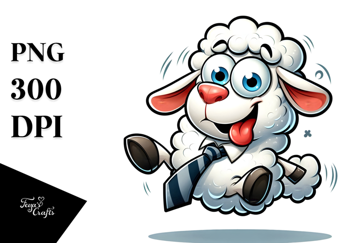 Goofy Lamb with Bow Tie PNG