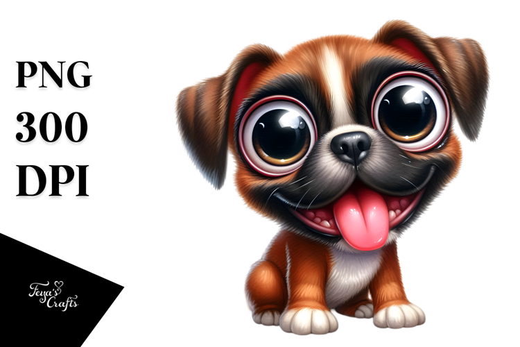 Crazy Looking Boxer Smiling with Big Popping Eyes | Clipart