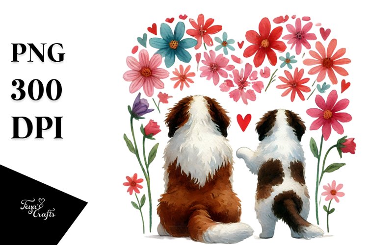 Doodled Flower Saint Bernard Sticker