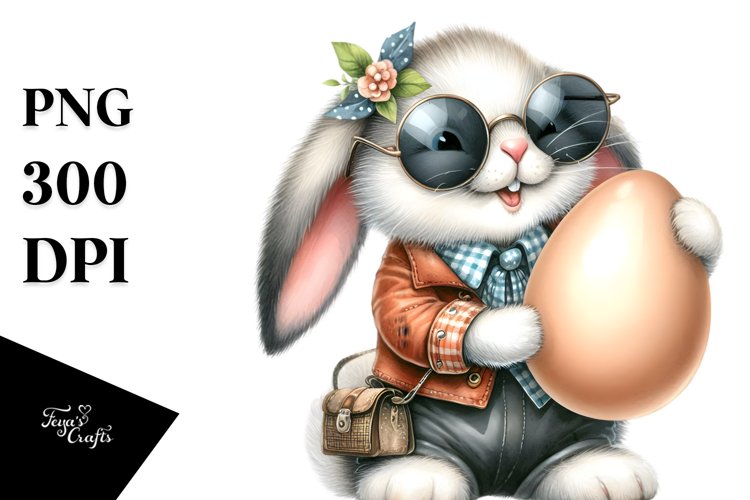 Bunny Carrying a Big Egg PNG example image 1