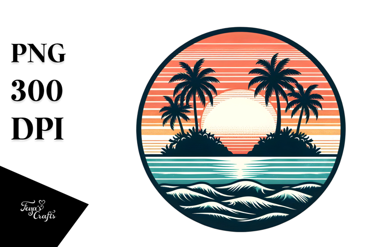 Retro Tropical Island Sunset, 20 oz Tumbler