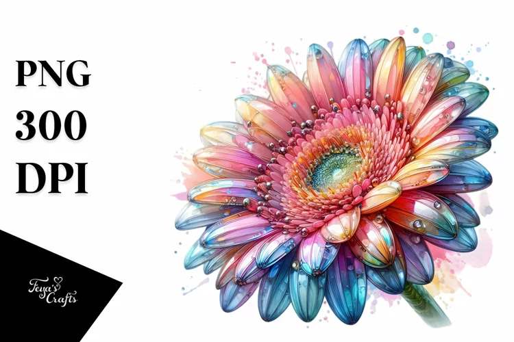 detailed Vibrant Pastel Shiny Gerbera PNG