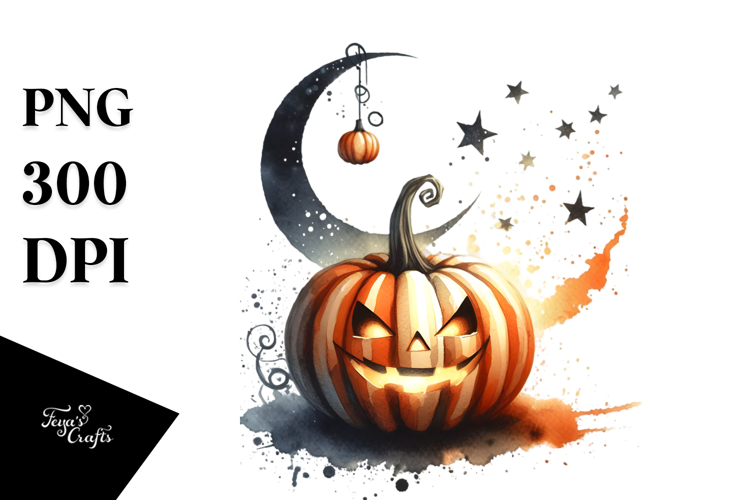 Watercolor Pumpkin Retro PNG