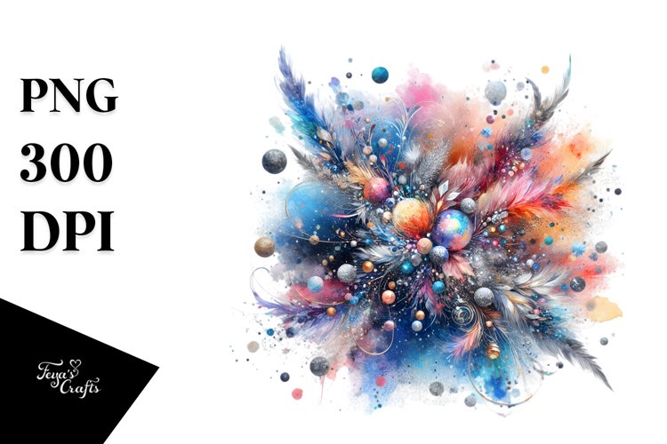 Colorful Silver Foil Watercolor Particles example image 1