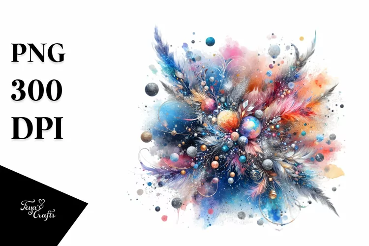 Colorful Silver Foil Watercolor Particles