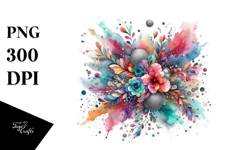 Colorful Silver Foil Watercolor Particles example image 1