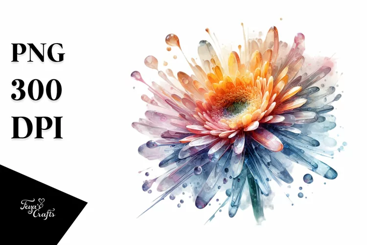 Abstract Watercolor Gerbera Splash