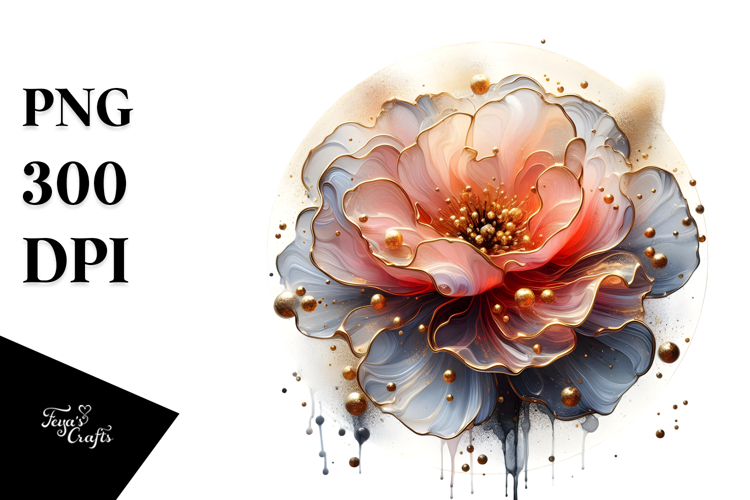 Glossy Poppy Watercolor Splash PNG