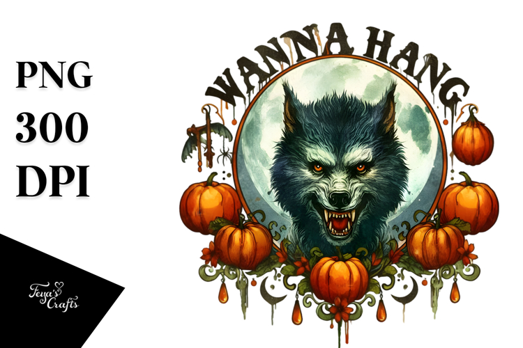 Retro Werewolf Portrait,High-Res PNG