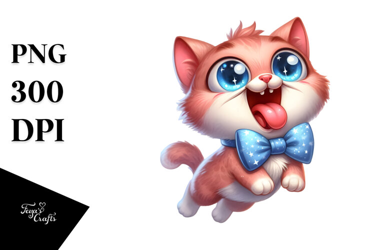 Cartoony Cat with Ecstatic Expression PNG example image 1