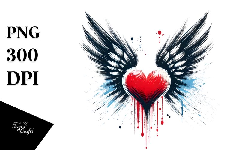 Heart with Wings, Translucent PNG