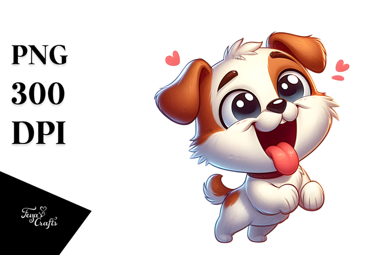 Playful Cartoon Dog with Pure Joy PNG