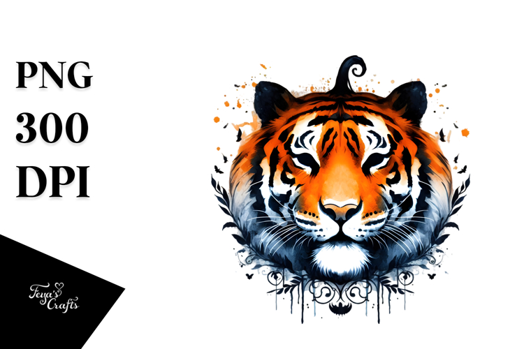 Simple Halloween Tiger Design, White Background