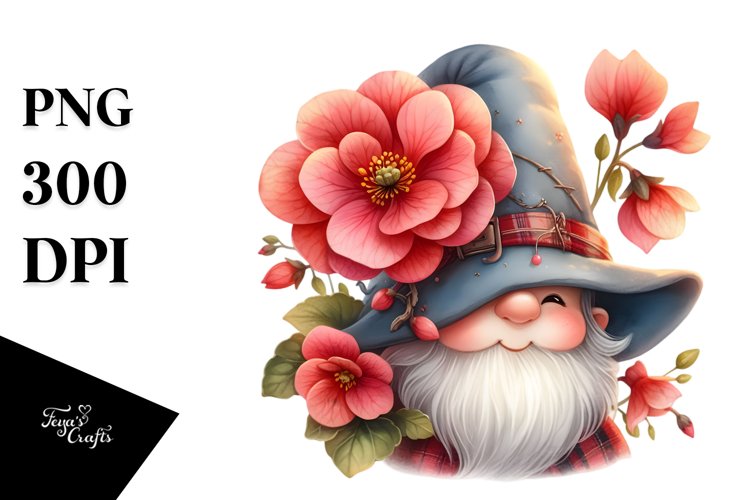 Adorable GNOME with Begonia PNG