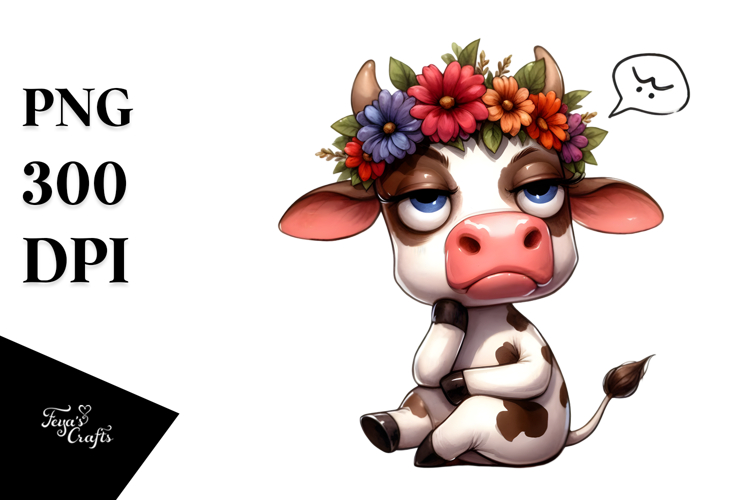 Casually Sitting Cow with Side-Eye PNG