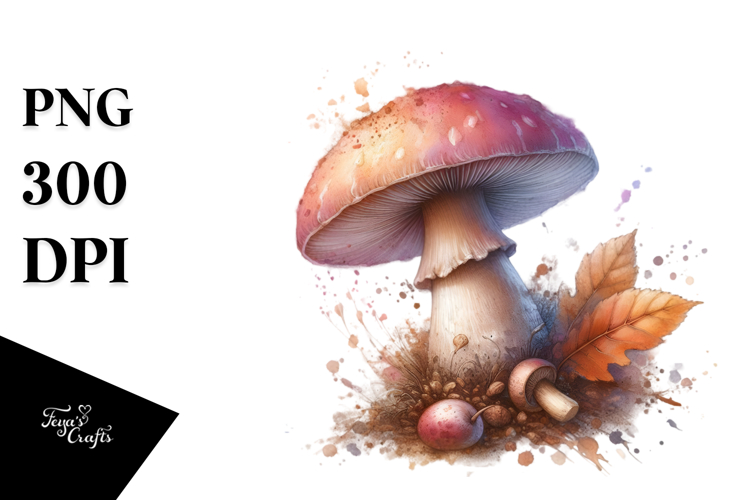 Pastel Mushroom Watercolor Splash