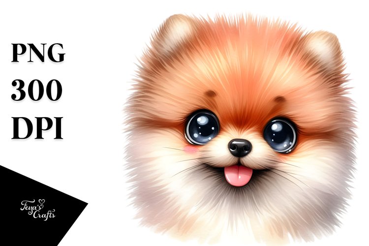 Watercolor Funny Baby Pomeranian example image 1