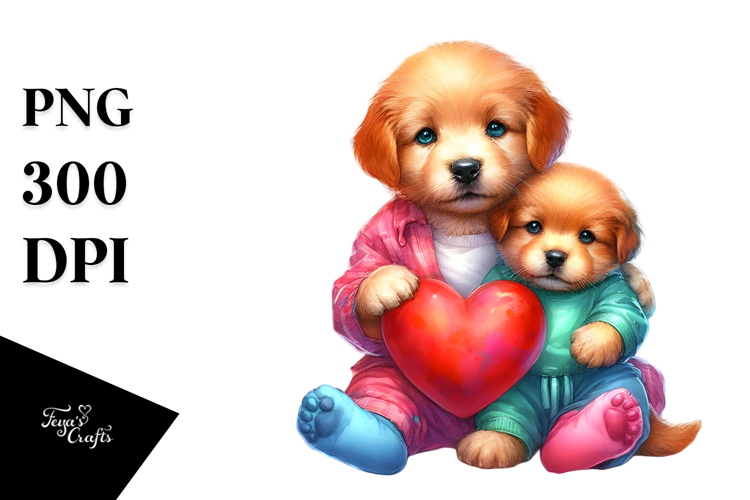 Baby Puppy Holding Heart PNG