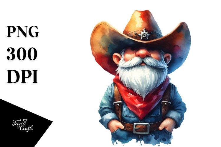 A Vibrant Cowboy Gnome PNG