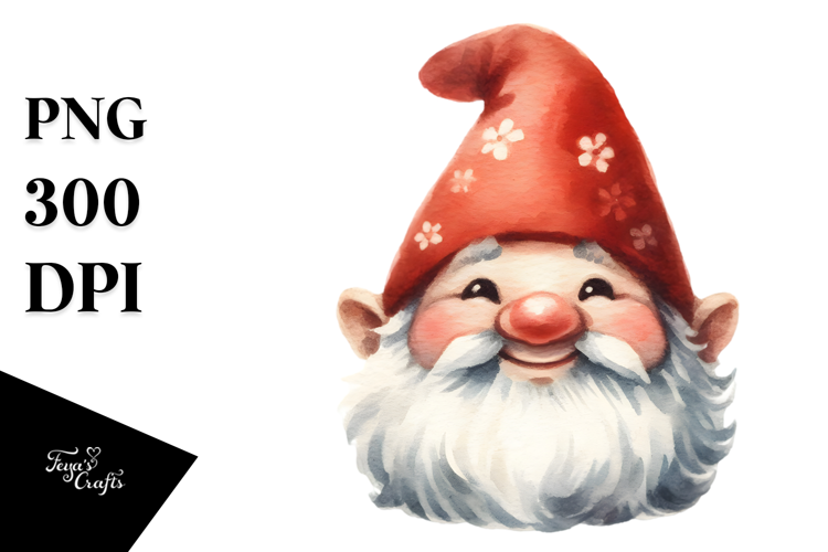 Watercolor Retro Smiling Gnome