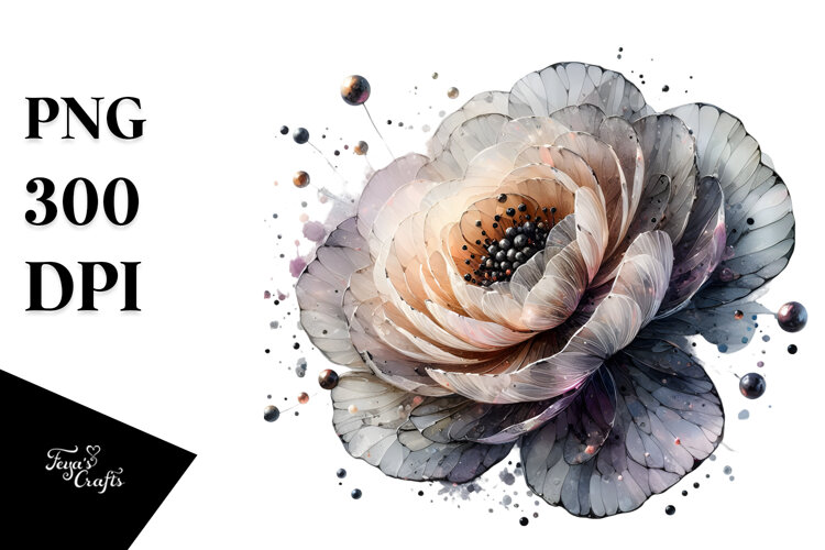 Ranunculus Watercolor Splash PNG example image 1