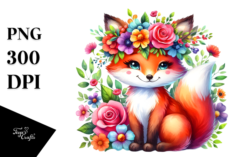 Cute Watercolor Fox Clipart Image 24