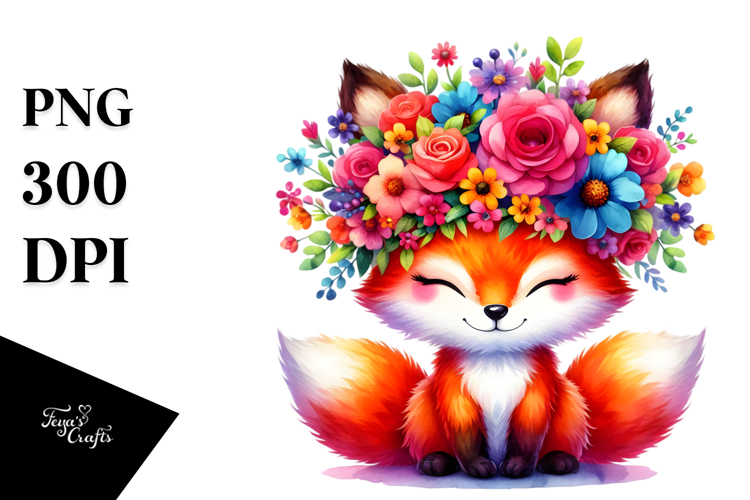 Cute Watercolor Fox Clipart Image 22