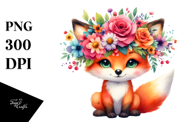 Cute Watercolor Fox Clipart Image 21