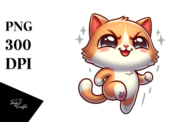 Cute Cat with Exaggerated Expression PNG