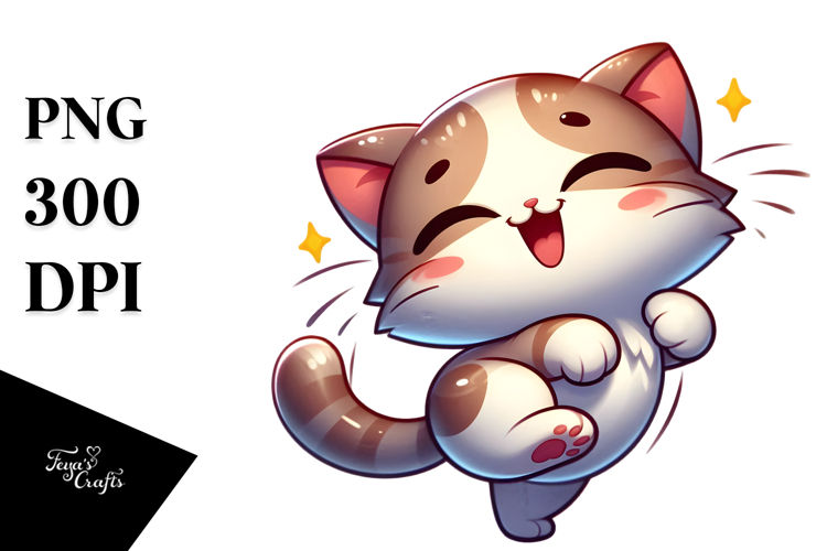 Cute Cat with Exaggerated Expression PNG