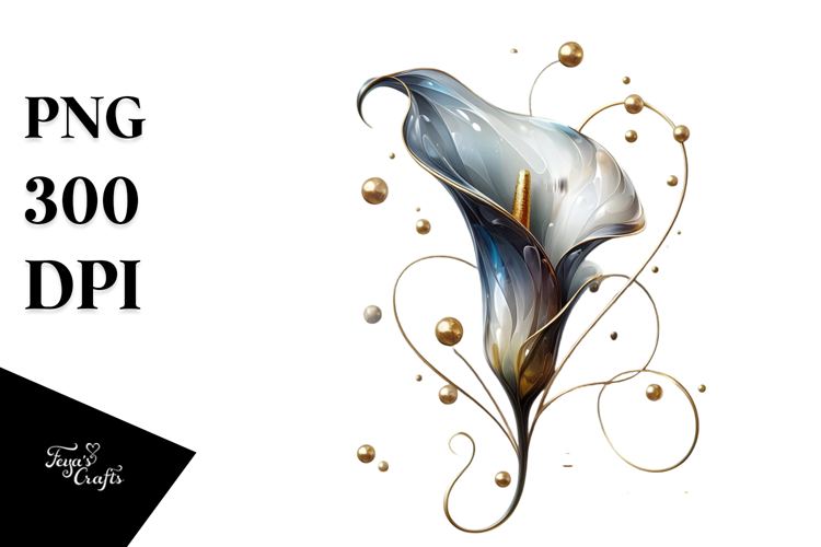 Glossy Calla Lily with Golden Insertions, PNG