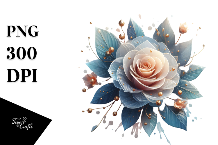 Rose with Golden Insertions PNG